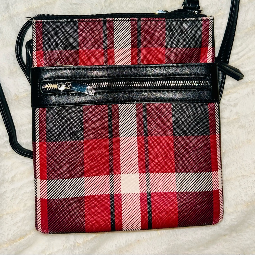 Gia Bernini Red Plaid Shoulder Bag